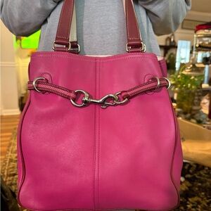 Coach Fuchsia Leather Shoulder Bag